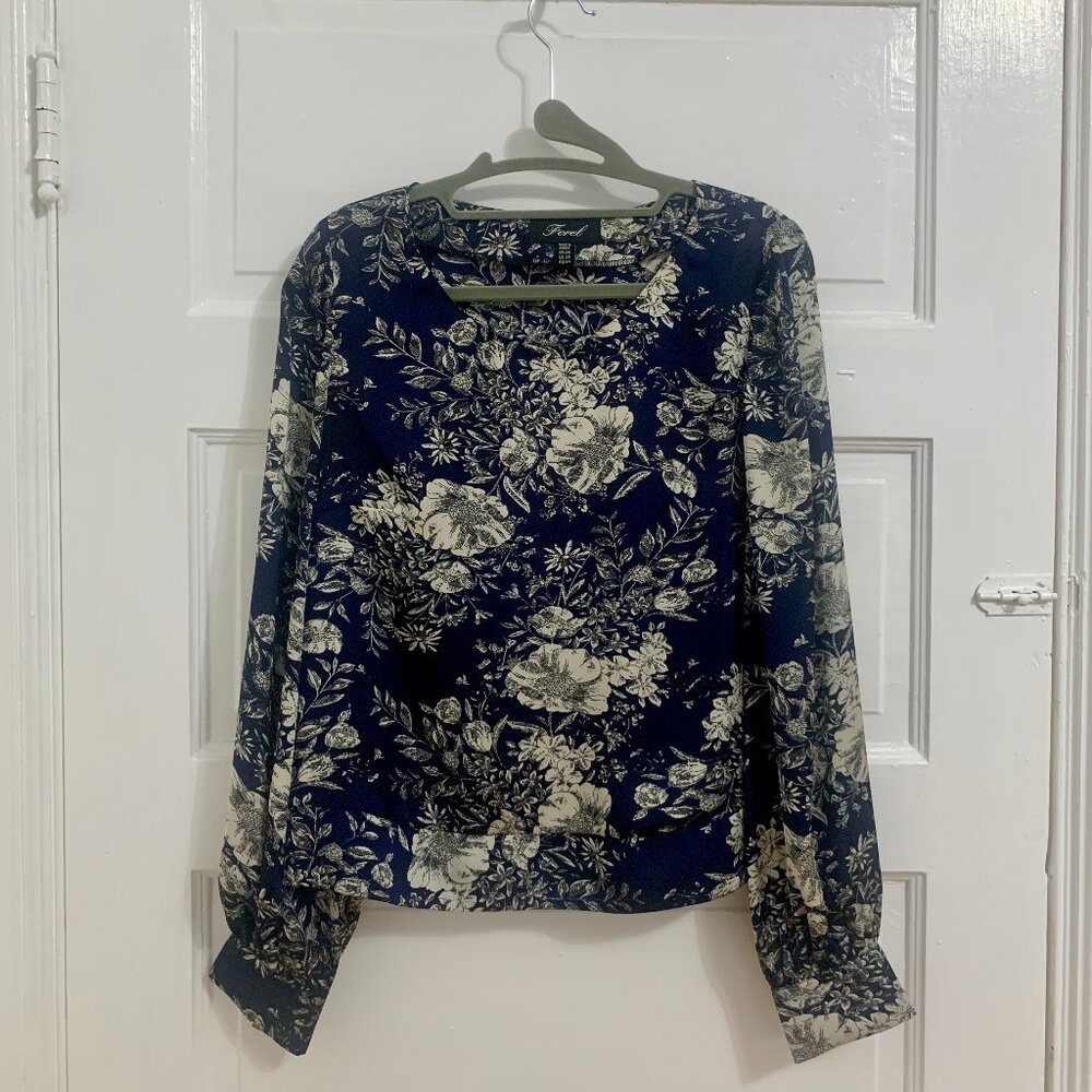 Forel Women's Floral Print Lantern Sleeve Blouse